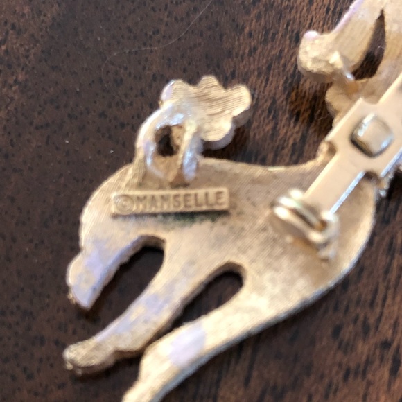 vintage marked Mamselle white silver tone poodle pin - Picture 7 of 8